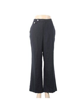 Chaps Pant NEW Sz 12 x 29 Black Pockets Lined Wide Leg 100% Linen Acetate Pant
